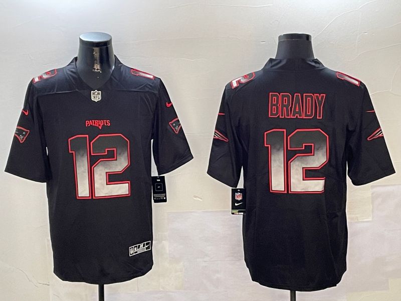 Men New England Patriots #12 Brady Black Nike Smoke Fashion 2024 Limited NFL Jersey style 1->los angeles rams->NFL Jersey